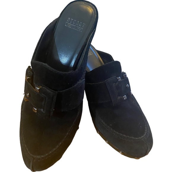 Stuart Weitzman double agent, heeled, suede, studded, mules. sz 5 - Picture 2 of 16
